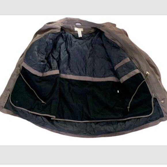 HAGGAR City Casuals Winter Parka Jacket Mens M Khaki Beige Zip-Out Lining 165P - Picture 4 of 6